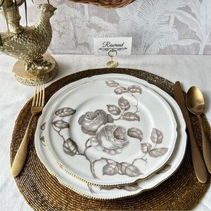 🌴Fine Castleton (USA) China  “Gloria” Dinnerware with Gold Rim | A Set of 2